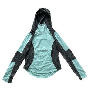 Blue and Grey Obermeyer Ski Sweater With Hood